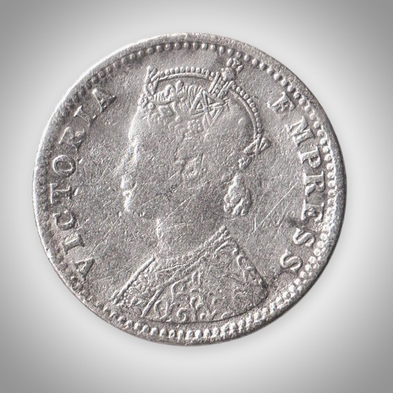 Rare 1/4 Rupee 1887 Queen Victoria Empress Silver Calcutta Mint Coinage British India Coin # A450