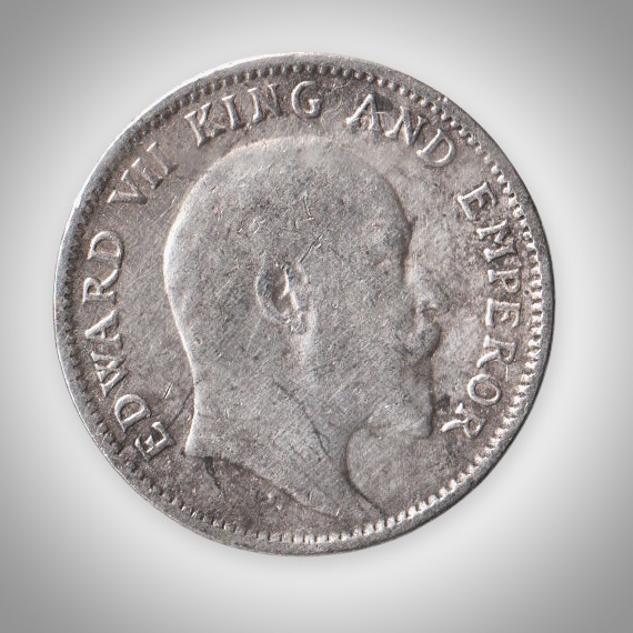 Rare 1/4 Rupee 1907 King Edward VII Silver Calcutta Mint Coinage of British India Coin # A451