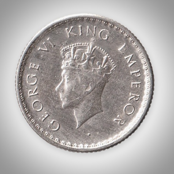 Rare 1/4 Rupee 1939 King George VI Silver Calcutta Mint Coinage of British India Coin # A452