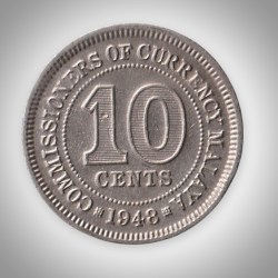 Rare 10 Cents 1948 King George VI Malaya British Colonial Copper Nickel Coin Foreign Mint # A453