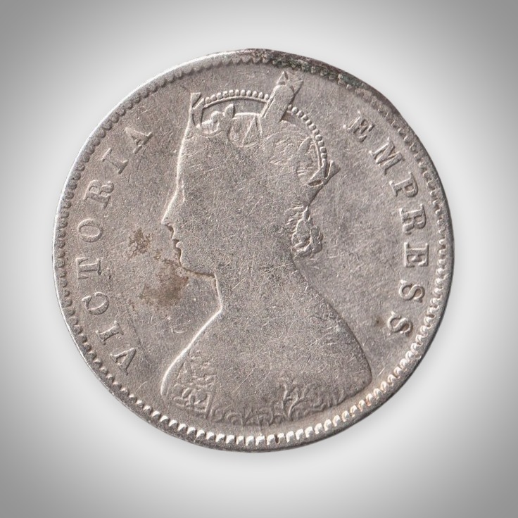 Rare Half Rupee 1878 Queen Victoria Empress British India Silver Coin # A458