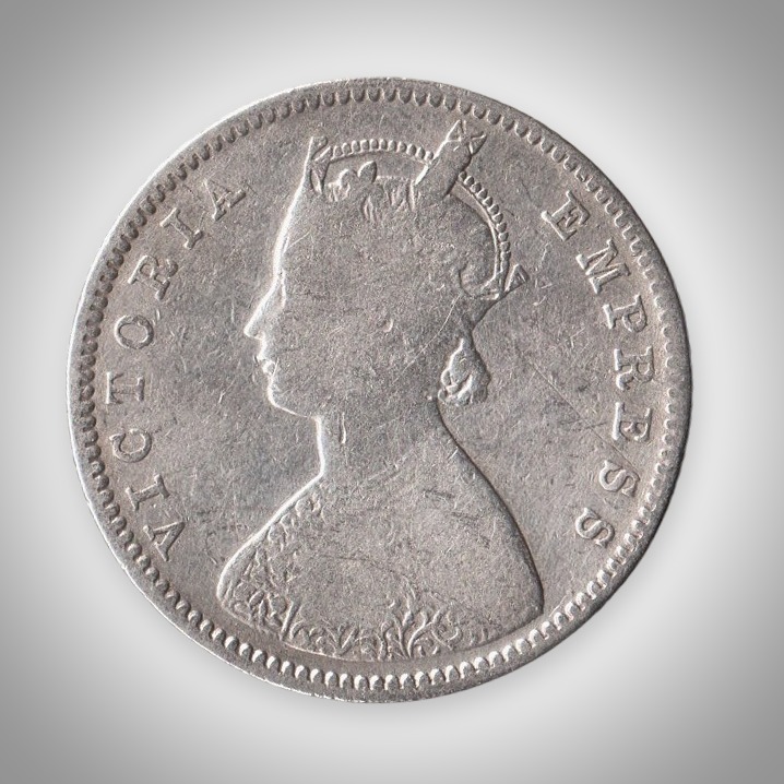 Rare Half Rupee 1892 Queen Victoria Empress Silver Bombay Mint Coinage of British India Coin # A466