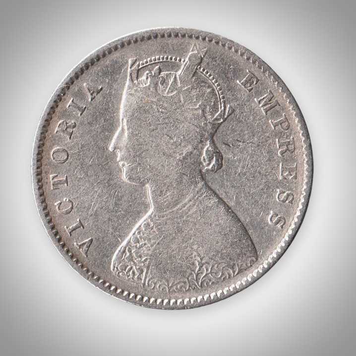 Rare Half Rupee 1893 Queen Victoria Empress Silver Calcutta Mint Coinage British India Coin # A468