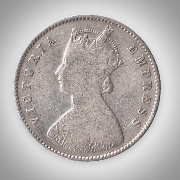 Rare Half Rupee 1893 Queen Victoria Empress Silver Calcutta Mint Coinage of British India Coin # A469