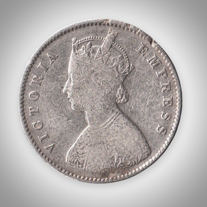 Rare Half Rupee 1896 Queen Victoria Empress Silver Calcutta Mint Coinage of British India Coin # A471