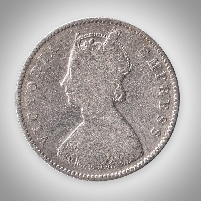 Rare Half Rupee 1896 Queen Victoria Empress Silver Coin of Calcutta Mint British India # A472
