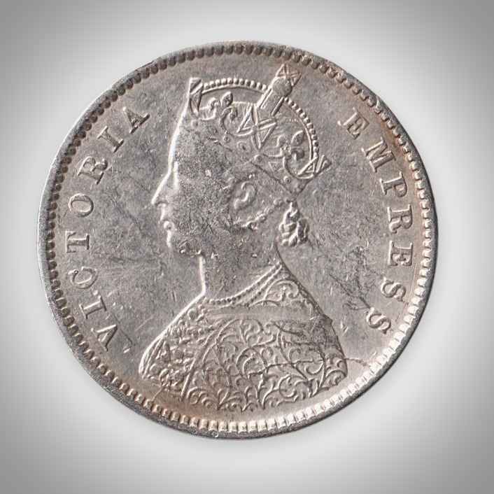 Rare Half Rupee 1899 Queen Victoria Empress Bombay Mint British India Silver Coin # A475