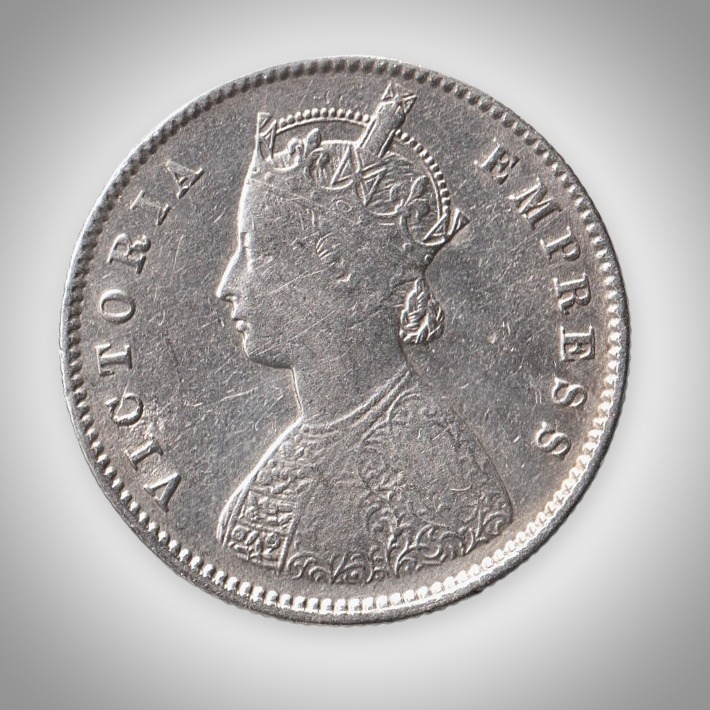 Rare Half Rupee 1899 Queen Victoria Empress Calcutta Mint British India Silver Coin # A477