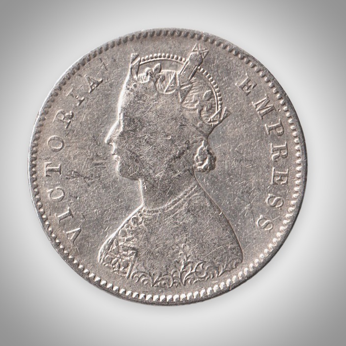 Rare Half Rupee 1899 Queen Victoria Empress Calcutta Mint British India Silver Coin # A478