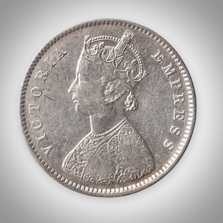 Rare Half Rupee 1899 Queen Victoria Empress Silver Bombay Mint Coinage of British India Coin # A479