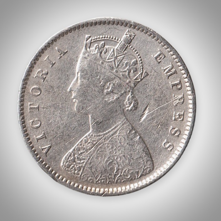 Rare Half Rupee 1899 Queen Victoria Empress Bombay Mint British India Silver Coin # A480