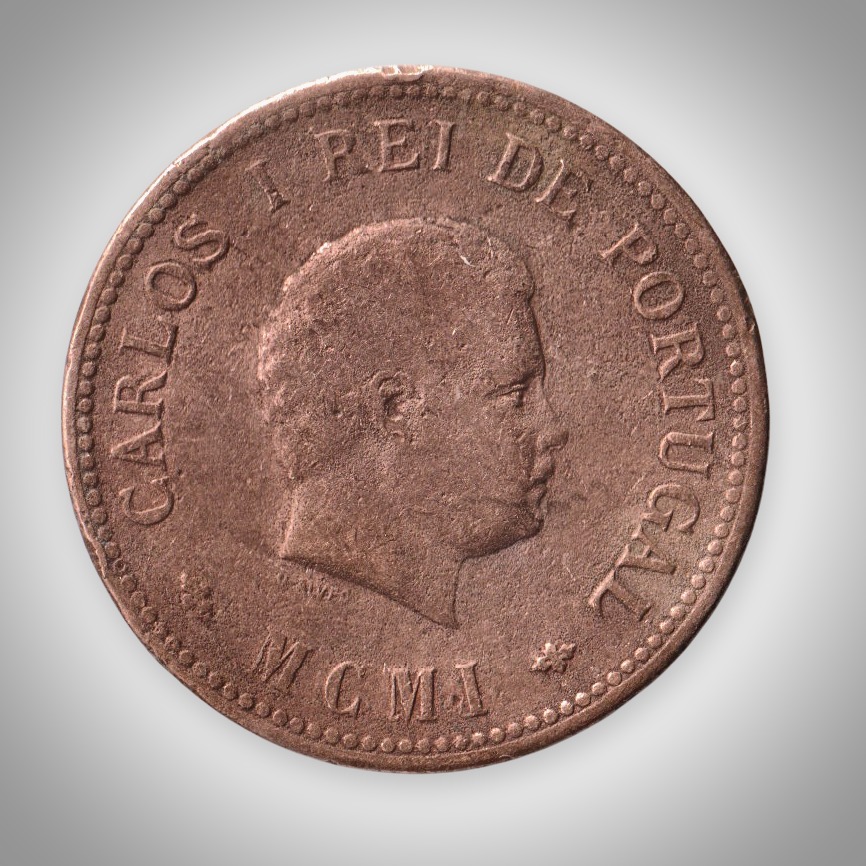 Rare 1/2 Tanga 1901 Carlos I Rei De Portugal Portuguese India Colonial Coinage Coin # A533