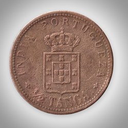 Rare 1/2 Tanga 1901 Carlos I Rei De Portugal Portuguese India Colonial Coinage Coin # A533