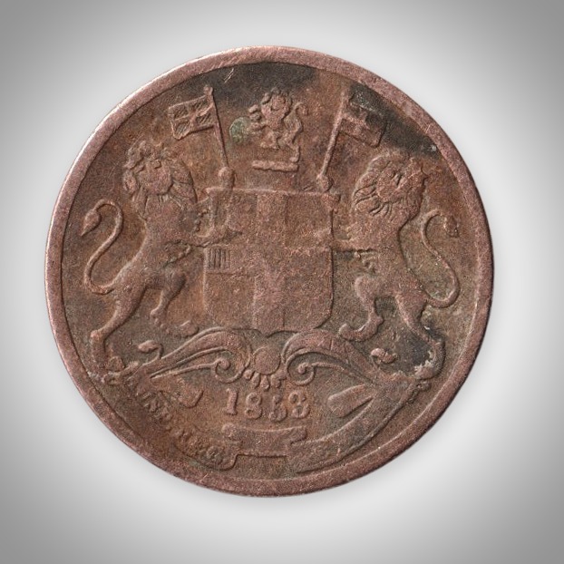 Rare 1/2 Pice 1853 East India Company Copper Coinage British India Coin # A536