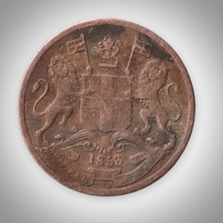 Rare 1/2 Pice 1853 East India Company Copper Coinage British India Coin # A536