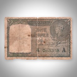 Rare 1 Rupee 1940 Signed by C.E Jones George VI King Emperor Government of India British India Note # A548