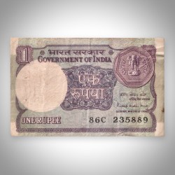 Rare 1 Rupee 1984 Government of India Pratap Kishen Kaul Signature Republic India Note # A576