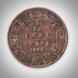 Rare 1/12 Anna 1876 Queen Victoria Copper Calcutta Mint Coinage of British India Coin # A587