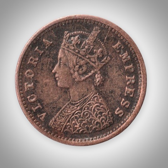 Rare 1/12 Anna 1886 Queen Victoria Empress Bombay Mint British India Coin # A589