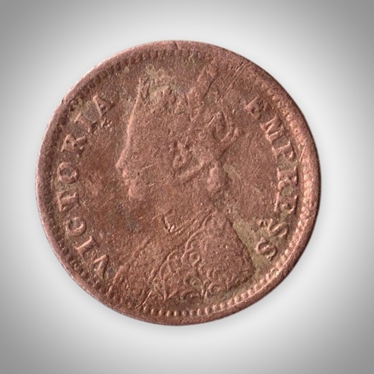 Rare 1/12 Anna 1889 Queen Victoria Empress Bombay Mint British India Copper Coin # A590