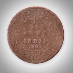 Rare 1/12 Anna 1891 Queen Victoria Empress Calcutta Mint British India Coin # A591