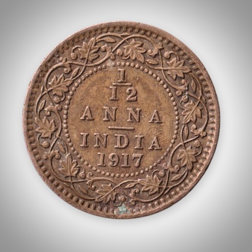 Rare 1/12 Anna 1917 King George V Calcutta Mint British India Coin # A603