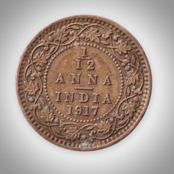 Rare 1/12 Anna 1917 King George V Calcutta Mint British India Coin # A603