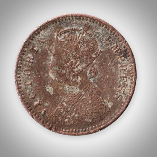 Rare 1/12 Anna 1897 Queen Victoria Empress Calcutta Mint British India Copper Coin # A604
