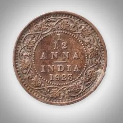 Rare 1/12 Anna 1923 King George V Calcutta Mint British India Coin # A608