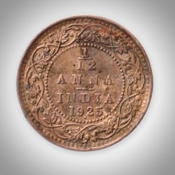 Rare 1/12 Anna 1925 King George V Bombay Mint British India Coin # A610