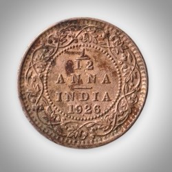 Rare 1/12 Anna 1926 King George V Bombay Mint British India Coin # A611