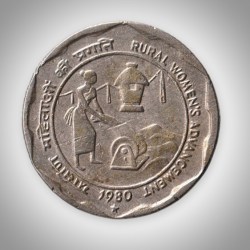 Rare 25 Paise 1980 Rural Women's Advancement Hyderabad Mint Republic India Coin # A613