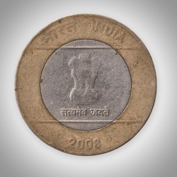 Rare 10 Rupees 2008 Unity in Diversity Bimetallic Noida Mint Coinage of Republic India Coin # A616