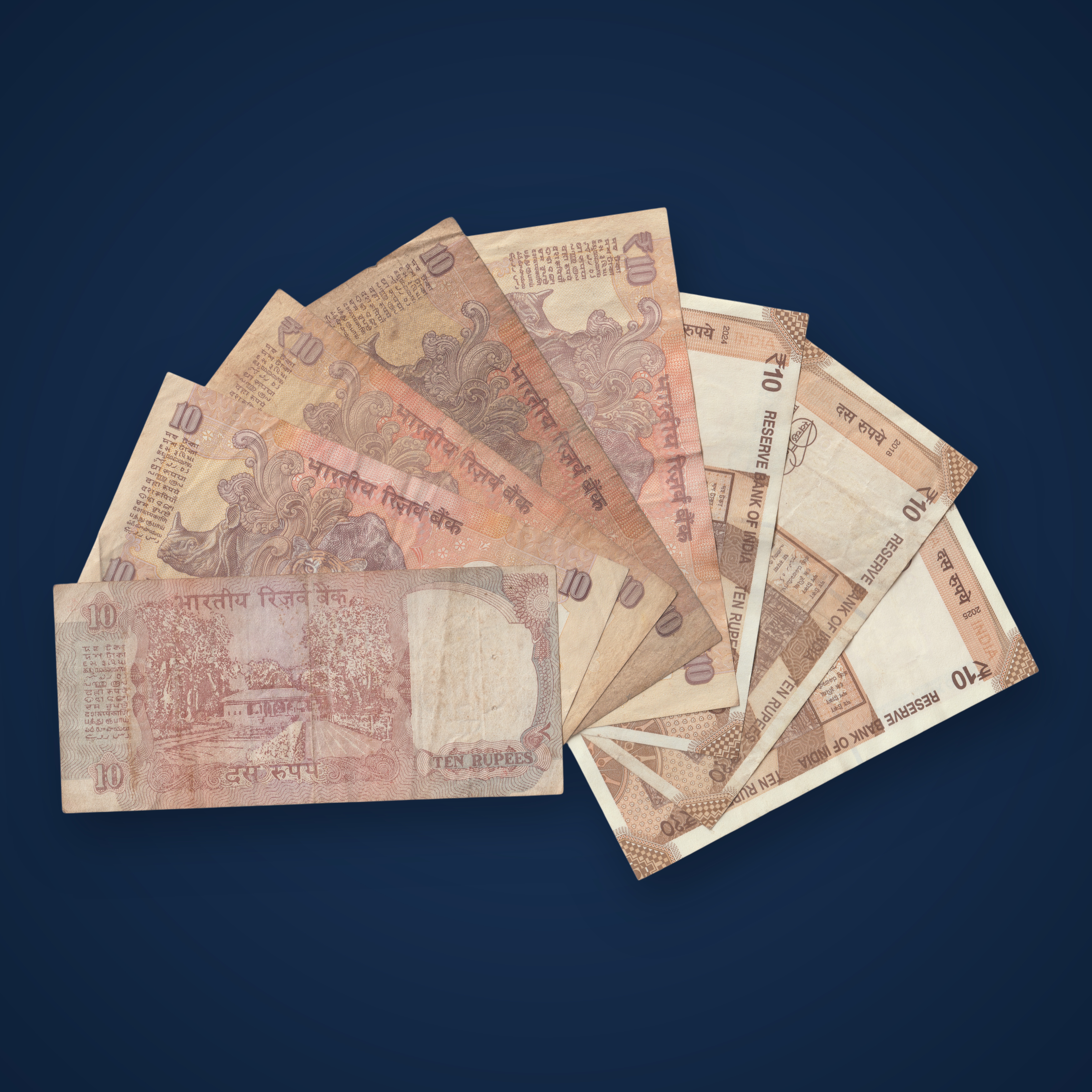 8 Different Signature Notes Collection of 10 Rupees Mixed Series Mahatma Gandhi Issues Republic of India Note # A618