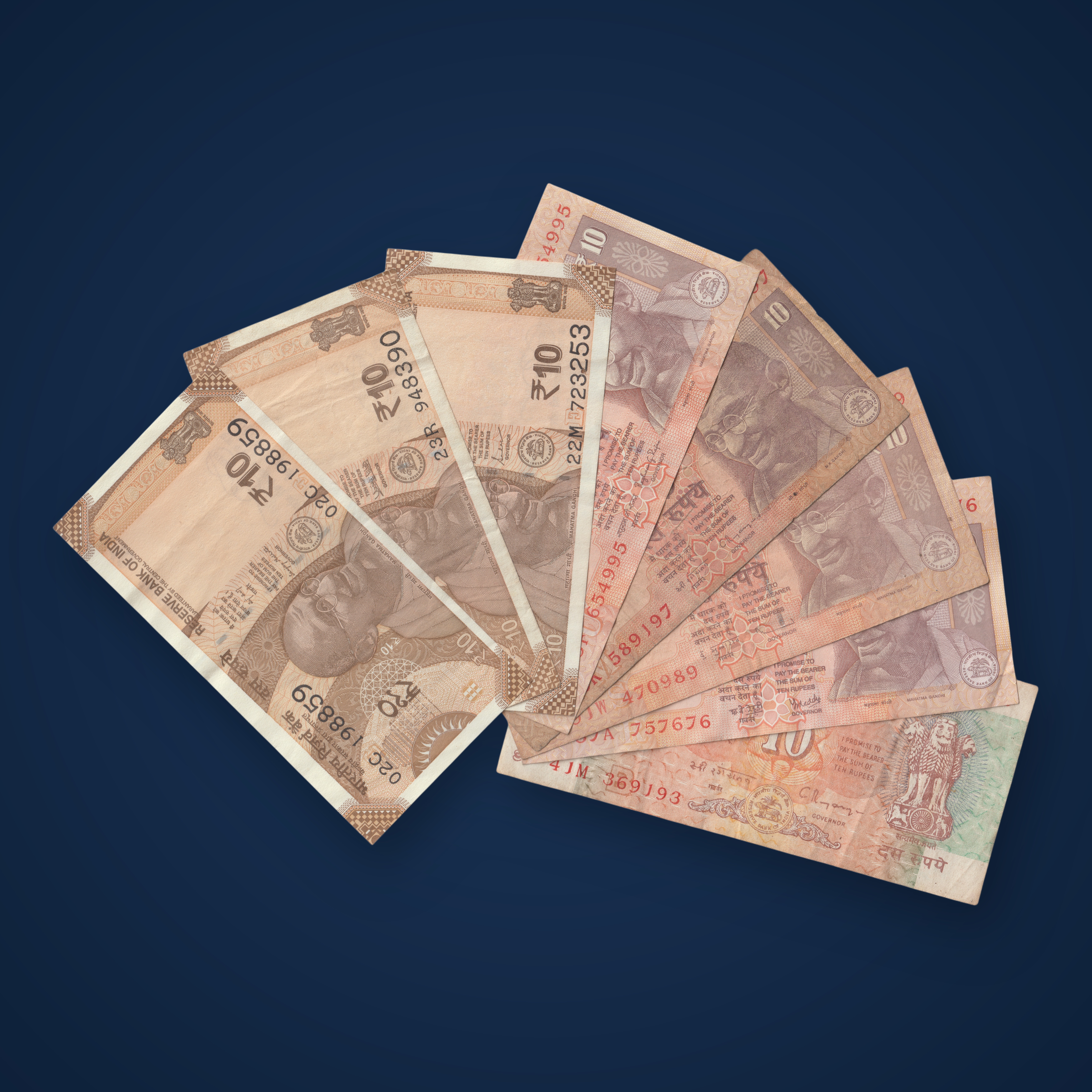 8 Different Signature Notes Collection of 10 Rupees Mixed Series Mahatma Gandhi Issues Republic of India Note # A618