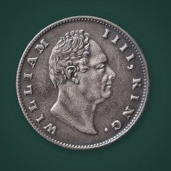 Rare 1 Rupee 1835 with Bubble Error of William IIII King Calcutta Mint F Mark at Neck East India Company British India Silver Coin # A622
