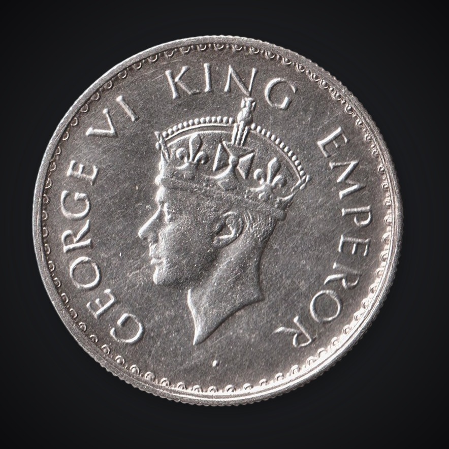 Extremely Rare 1 Rupee 1938 King George VI Calcutta Mint British India Silver Coin # A623