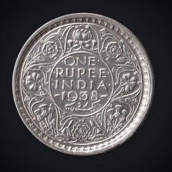 Extremely Rare 1 Rupee 1938 King George VI Calcutta Mint British India Silver Coin # A623