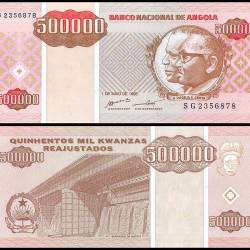 Angola 500000 Kwanzas Worth Banknote 1995 P140 UNC Unique and Rare