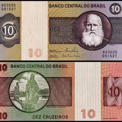 Brazil 10 Cruzeiros World Banknote 1970 to 1980 ND P193e UNC Unique and Rare