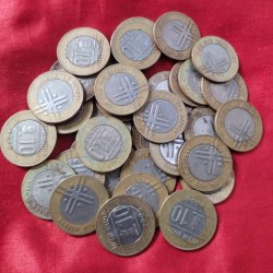 Ten Rs Croos Scare Coin 2006 Year Noida Mint 50 Pcs Given Reserve Bank of India