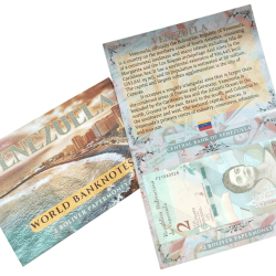 Venezuela 2 Boliver UNC Note with Beautiful Folder