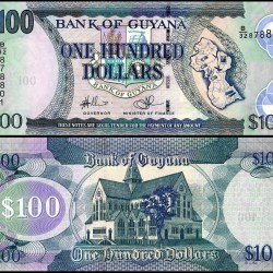 Guyana 100 Dollars World Banknote 2012 ND P36b2 UNC Unique and Rare