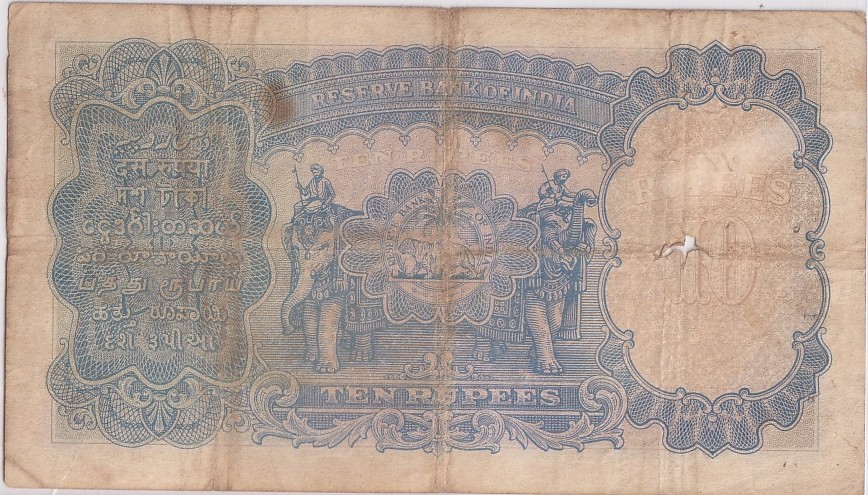 British India 10 Rupees J B Taylor Sign 1938 Old Note Rare #8