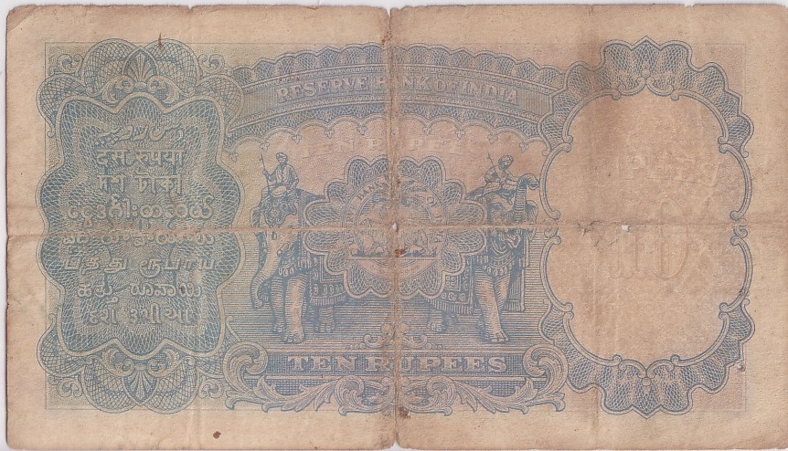 British India 10 Rupees J B Taylor Sign 1938 Old Note Rare #10