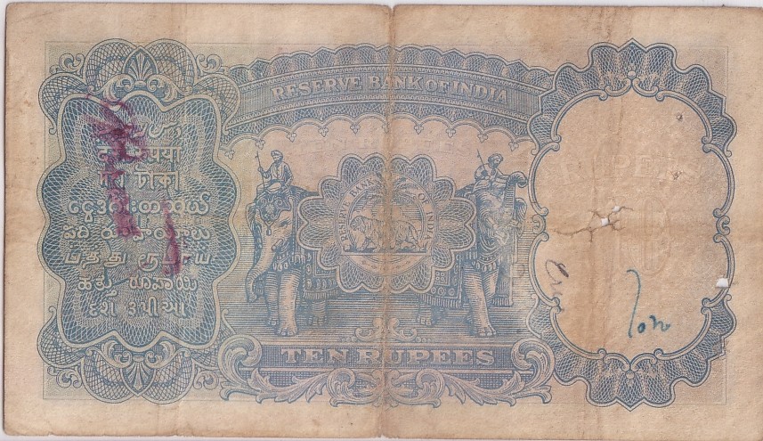 British India 10 Rupees J B Taylor Sign 1938 Old Note Rare #11