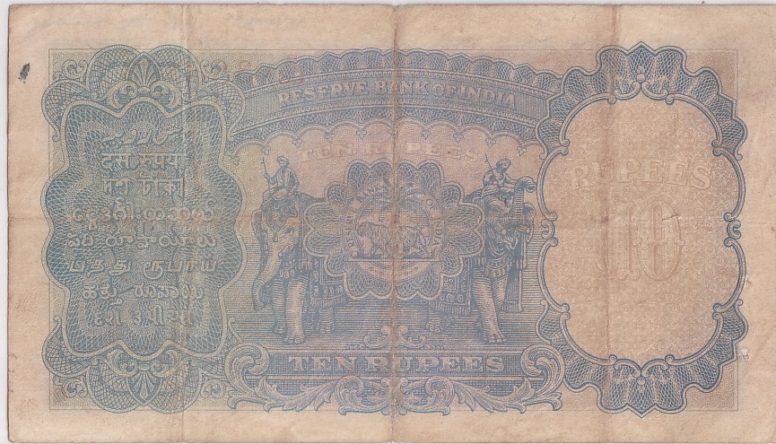 British India 10 Rupees J B Taylor Sign 1938 Old Note Rare #12