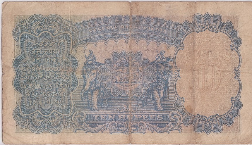 British India 10 Rupees J B Taylor Sign 1938 Old Note Rare #13