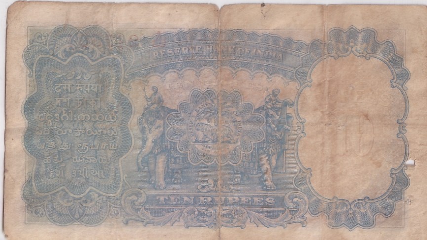 British India 10 Rupees J B Taylor Sign 1938 Old Note Rare #14