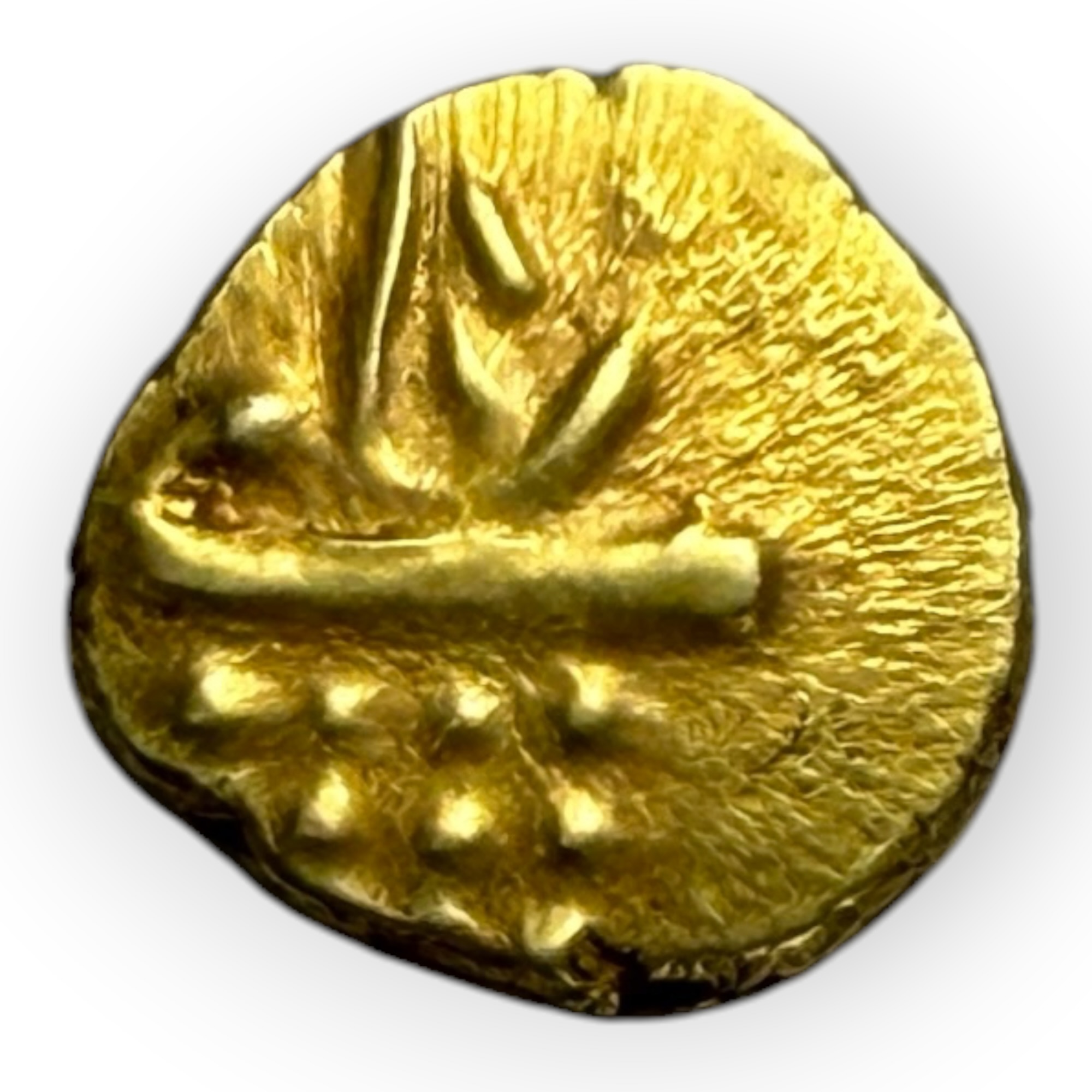 Viraraya Fanam Ganesh Motif Mysore Gold Fanam Issue Very Unique and Rare Gold Issue